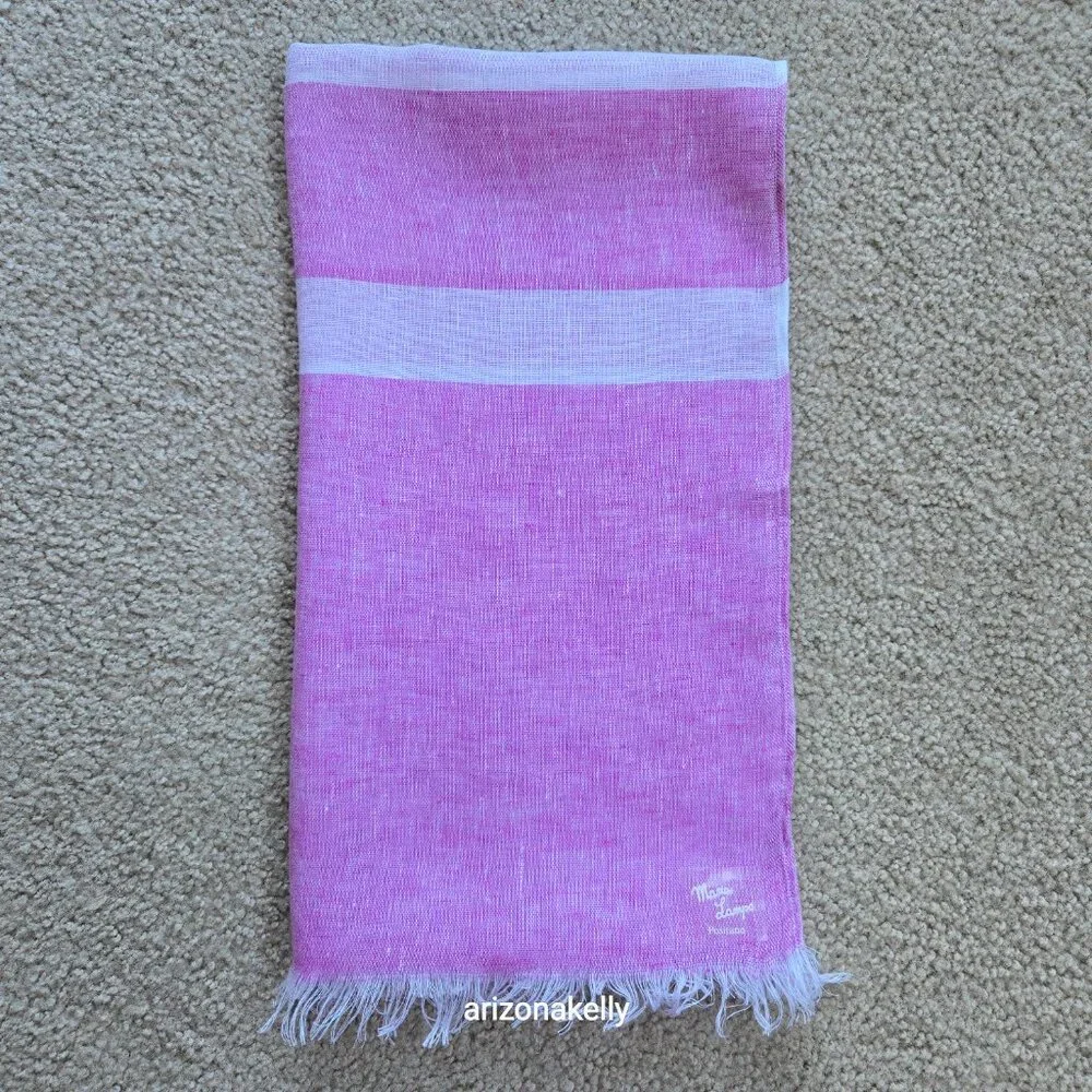 NWT Linen Scarf Italian Maria Lampo Pink & White